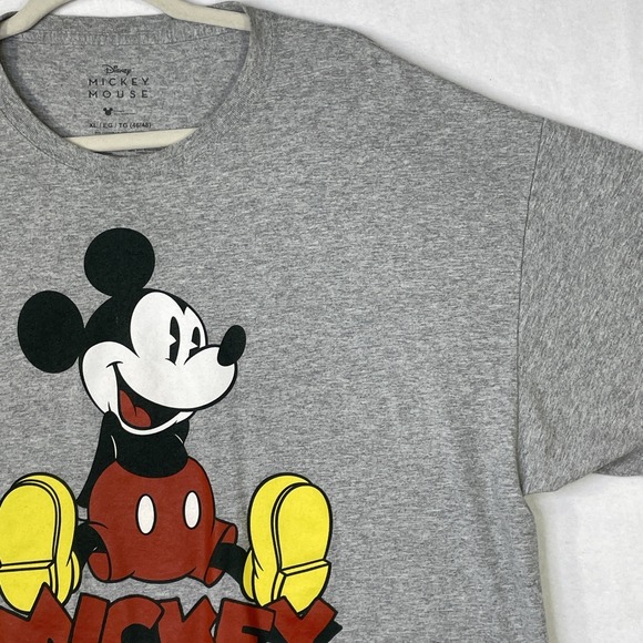 Vintage Disney "Sitting Happy" Mickey Mouse XL Gray Short Sleeve T Shirt - Picture 2 of 9